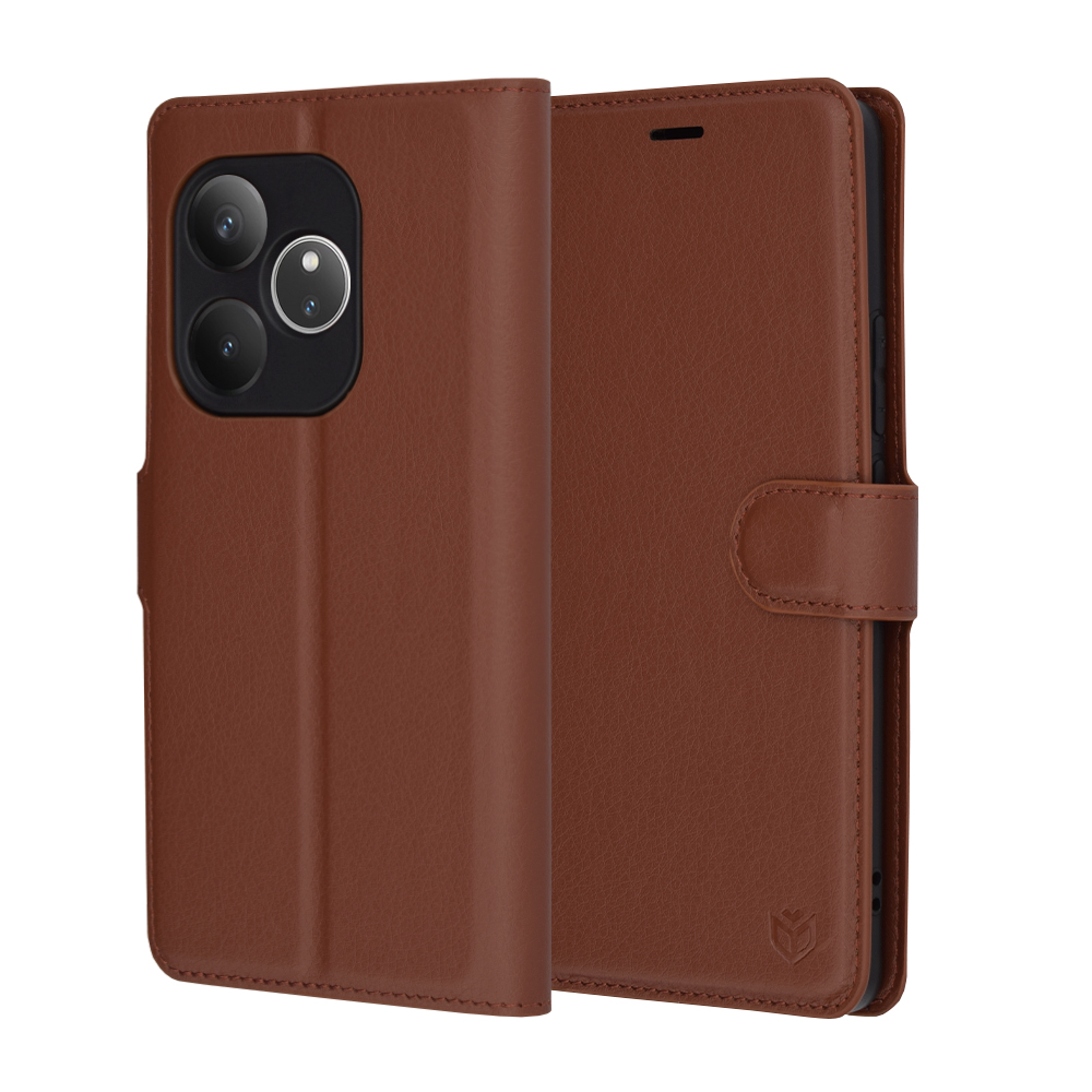 Techsuit kožené folio Realme GT 6 GT 6T hnědé