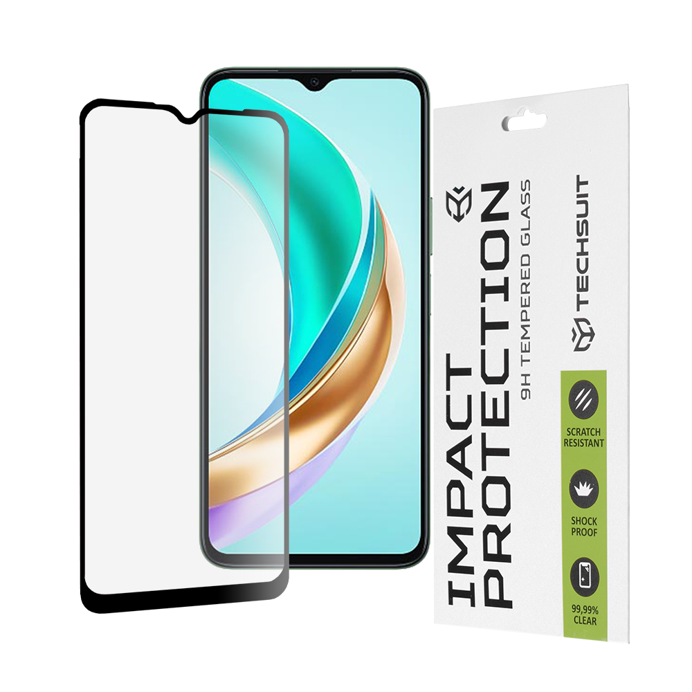 Techsuit 111D Celoplošné lepené sklo Honor X6b černé