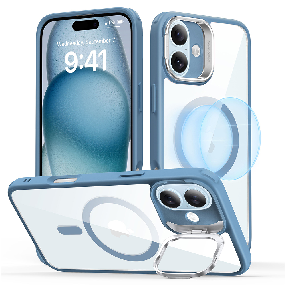 ESR Classic Hybrid HaloLock Kickstand iPhone 16 průhledná modrá