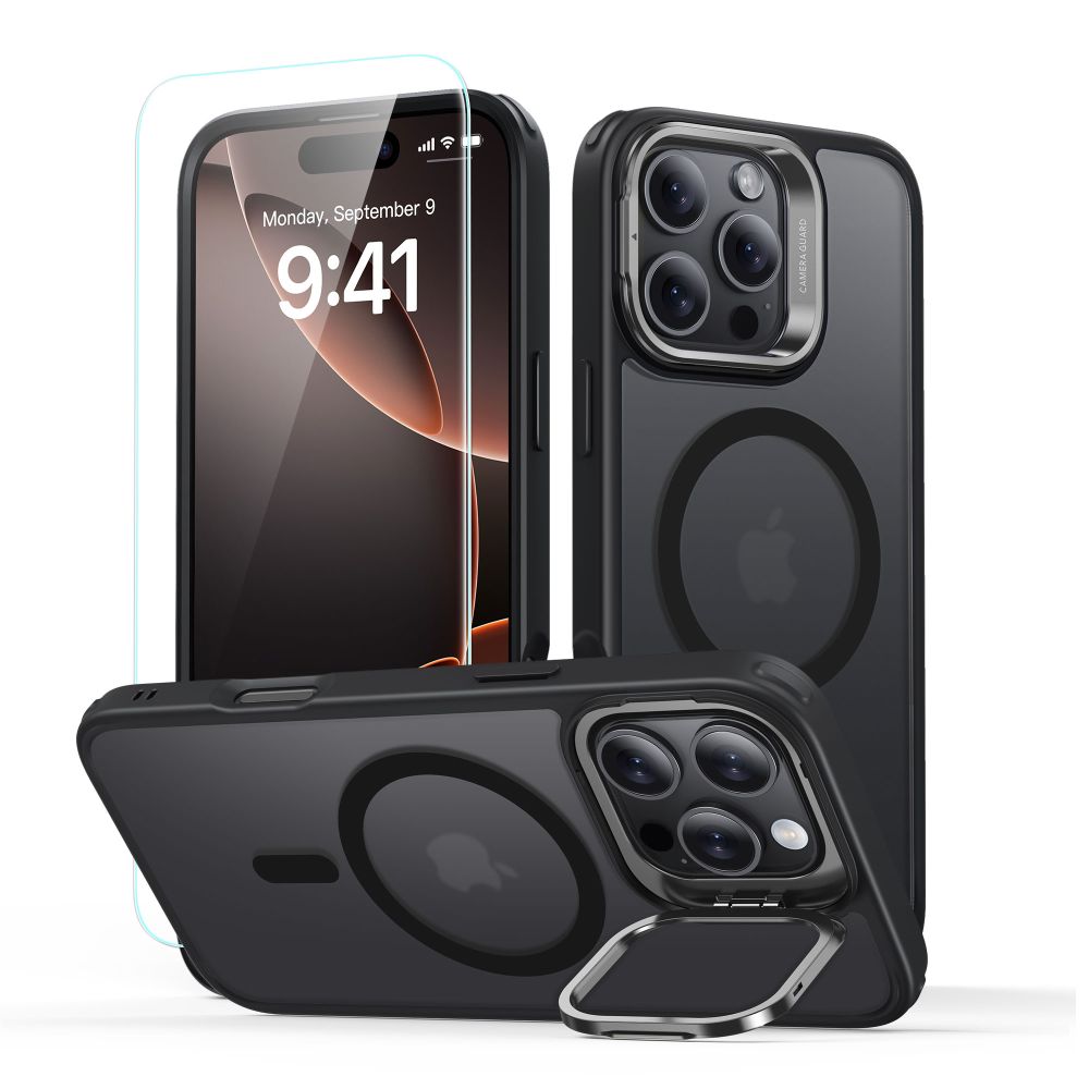 ESR Classic Hybrid HaloLock Kickstand + Tvrzené sklo iPhone 16 Pro Max matná černá
