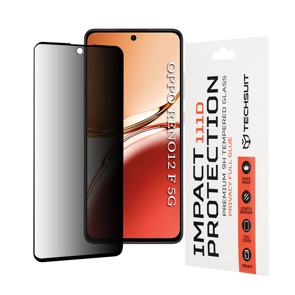 Ochranné sklo Techsuit 111D Privacy Full Glue pro Oppo Reno12 F/FS černé