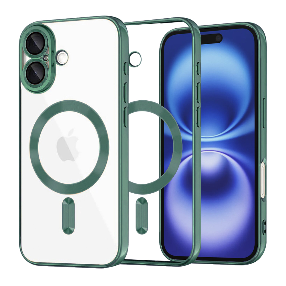 Techsuit Luxury Crystal MagSafe pro iPhone 16 v tmavě zelené