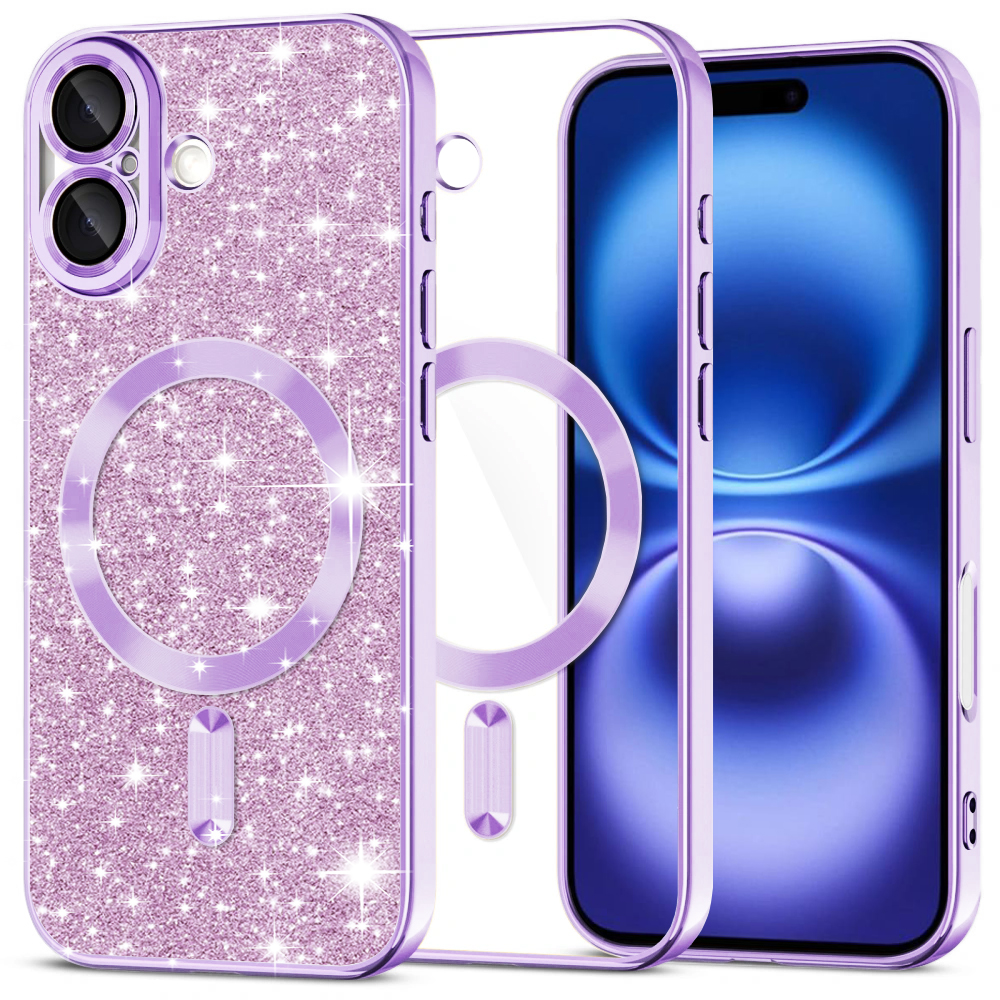 Techsuit Luxury Glitter MagSafe pro iPhone 16 světle fialová