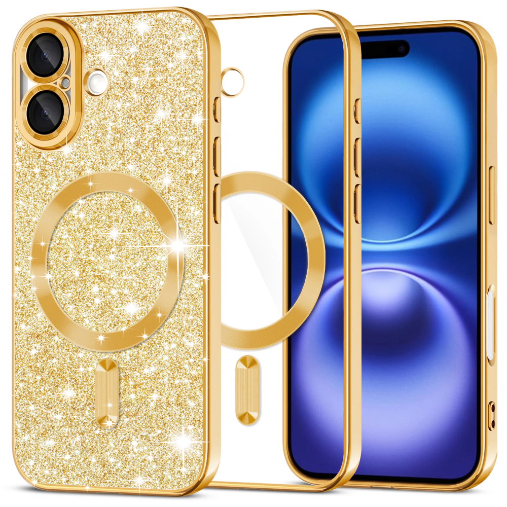 Techsuit Luxury Glitter MagSafe pro iPhone 16 zlatý