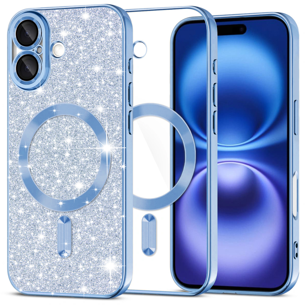 Techsuit Luxury Glitter MagSafe pro iPhone 16 světle modrý