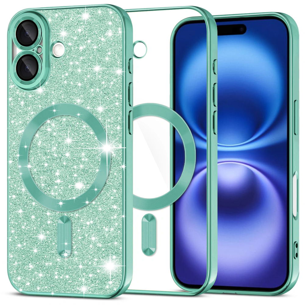 Techsuit Luxury Glitter MagSafe pro iPhone 16 světle zelená