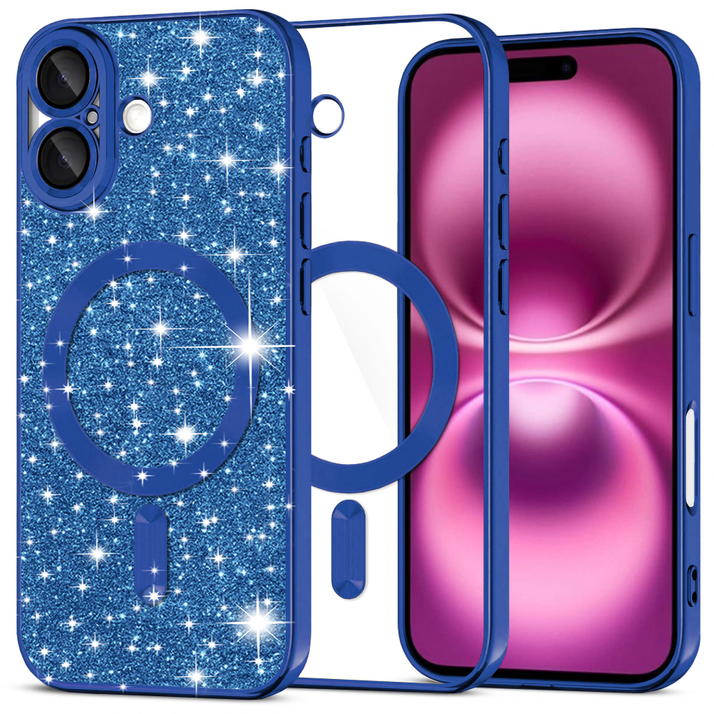 Techsuit Luxury Glitter MagSafe pro iPhone 16 Plus v tmavě modré