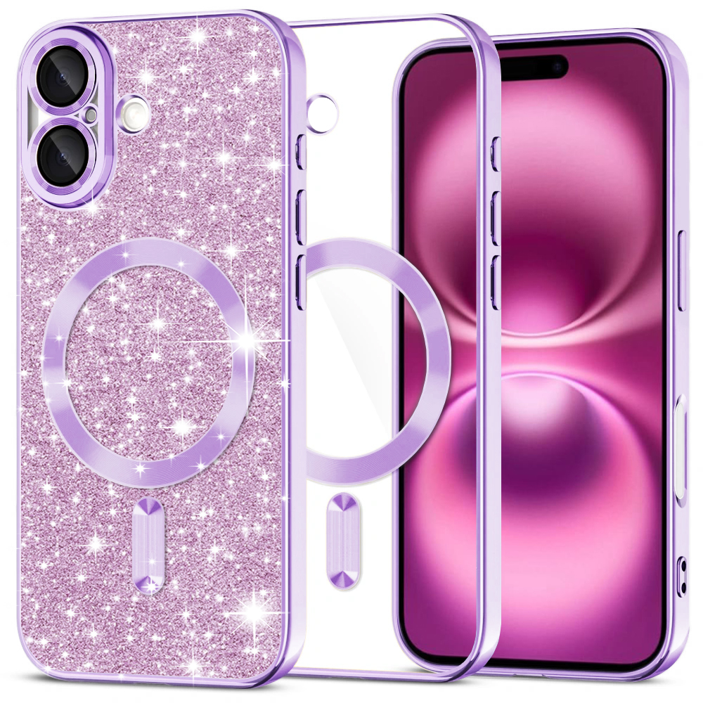 Techsuit Luxury Glitter MagSafe pro iPhone 16 Plus světle fialová