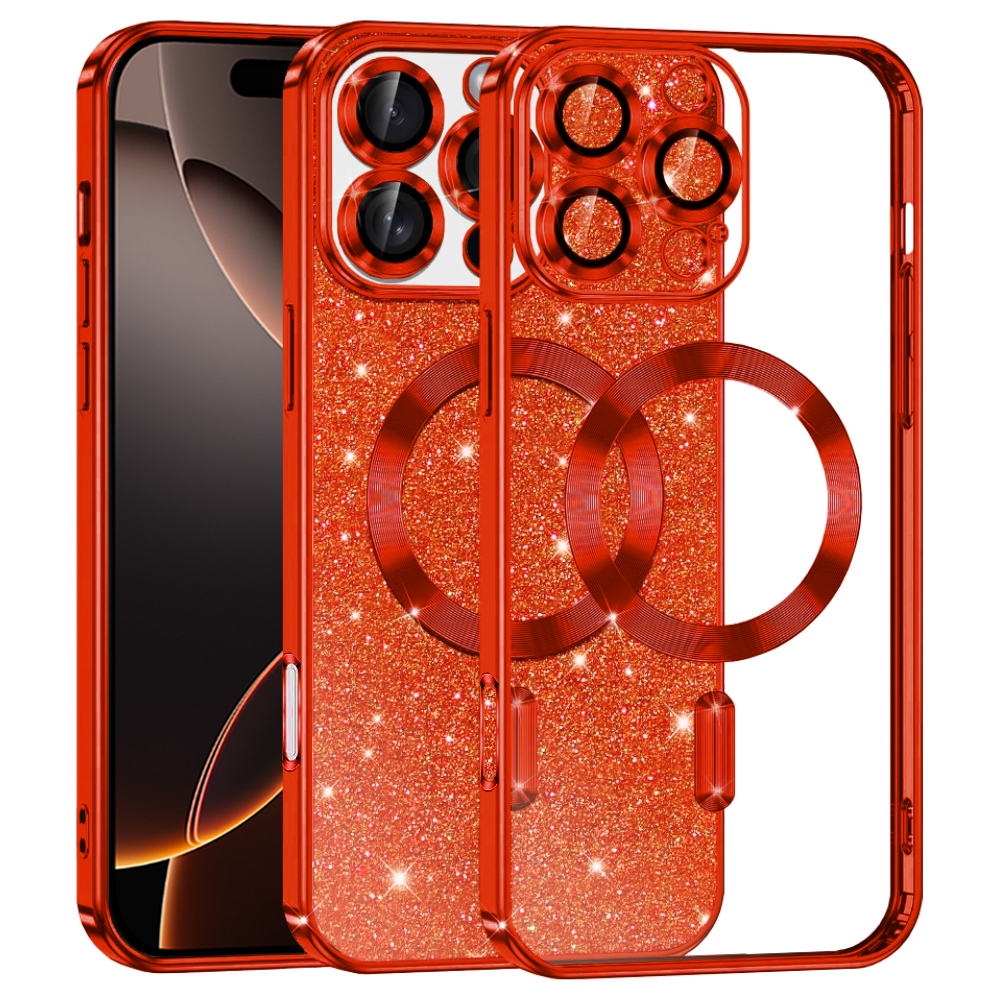 Techsuit Luxury Glitter MagSafe pro iPhone 16 Pro červený