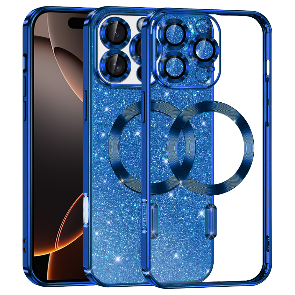 Techsuit Luxury Glitter MagSafe pro iPhone 16 Pro v tmavě modré
