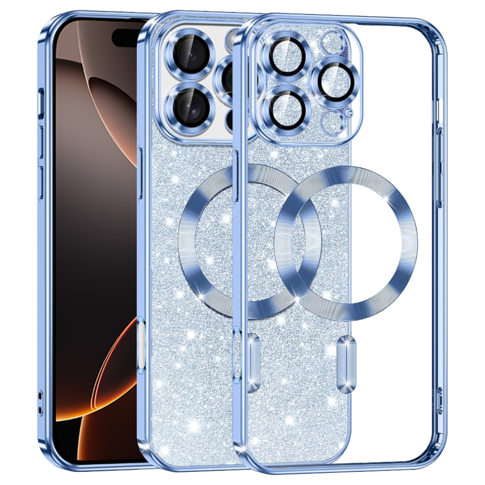 Techsuit Luxury Glitter MagSafe pro iPhone 16 Pro světle modrý