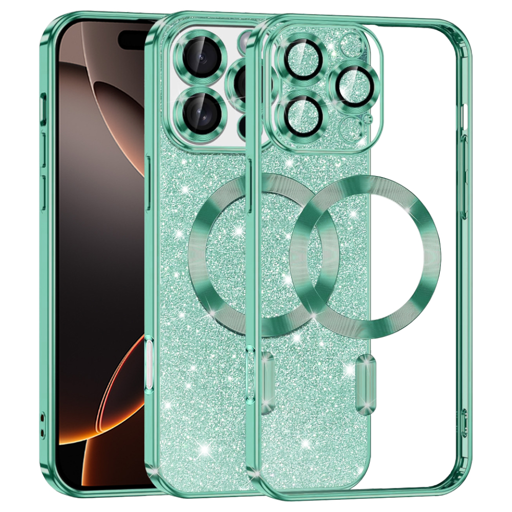 Techsuit Luxury Glitter MagSafe pro iPhone 16 Pro světle zelená
