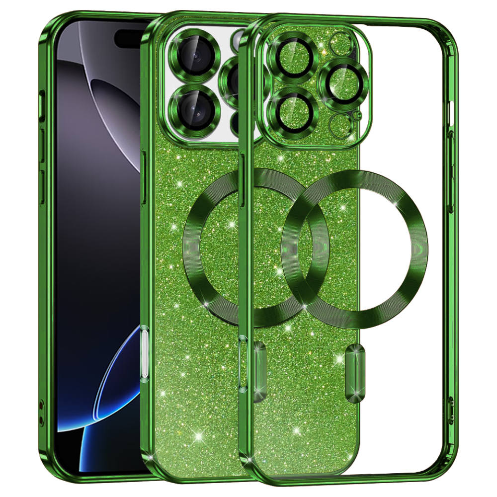 Techsuit Luxury Glitter MagSafe pro iPhone 16 Pro Max v tmavě zelené