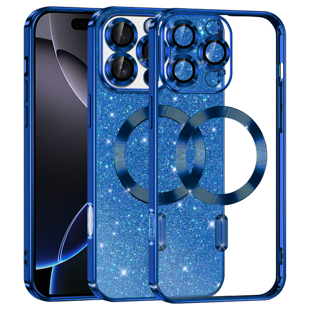 Techsuit Luxury Glitter MagSafe pro iPhone 16 Pro Max tmavě modrá