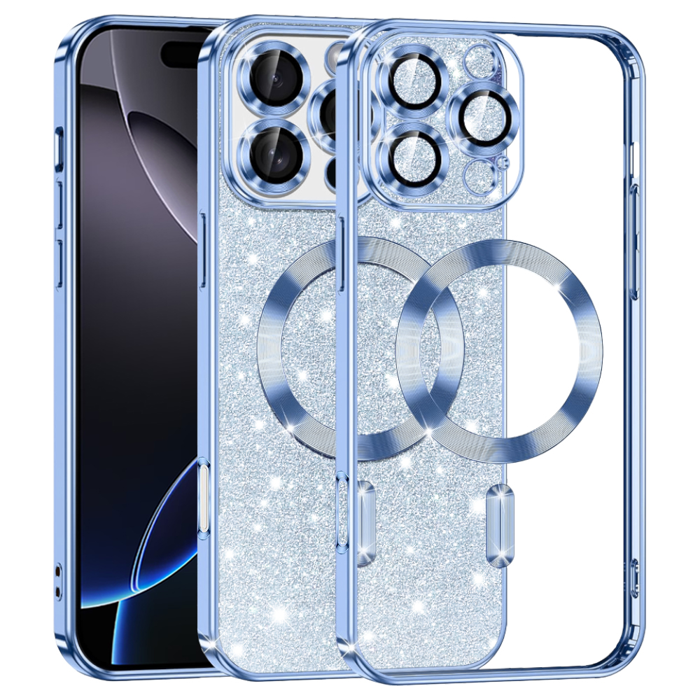 Techsuit Luxury Glitter MagSafe pro iPhone 16 Pro Max světle modrá