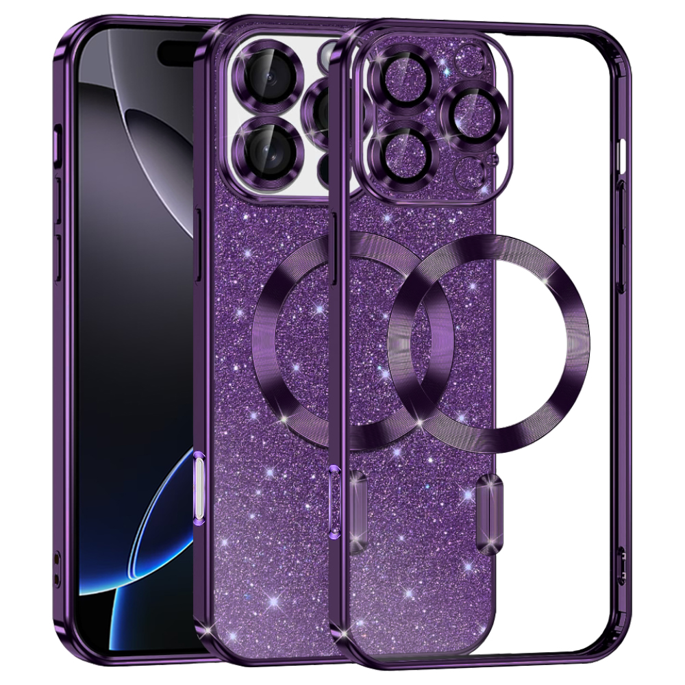 Techsuit Luxury Glitter MagSafe pro iPhone 16 Pro Max tmavě fialová