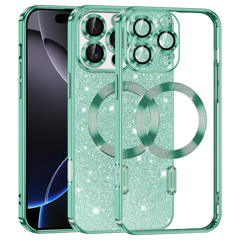 Techsuit Luxury Glitter MagSafe pro iPhone 16 Pro Max světle zelená
