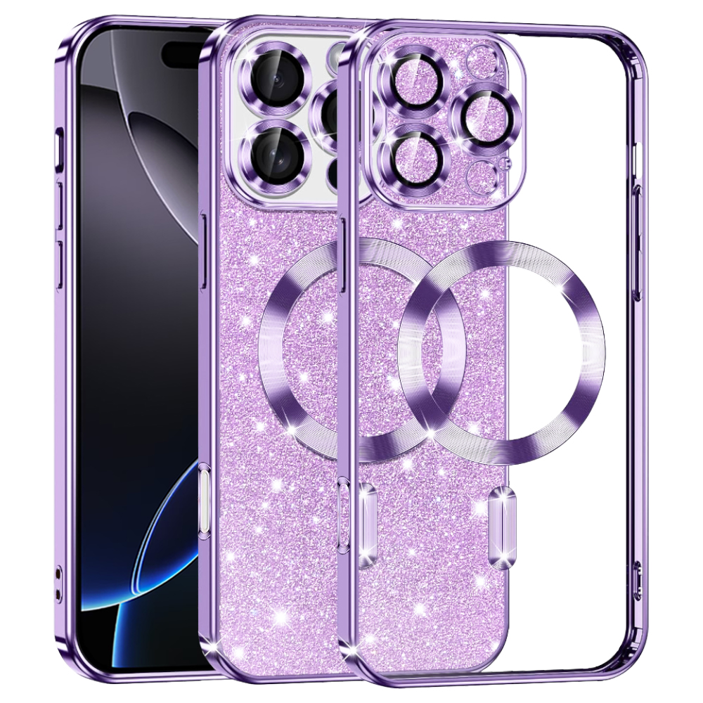 Techsuit Luxury Glitter MagSafe pro iPhone 16 Pro Max světle fialová