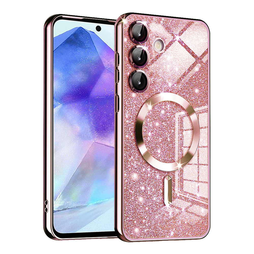 Techsuit Luxury Glitter MagSafe pro Samsung Galaxy A55 5G růžově zlatá