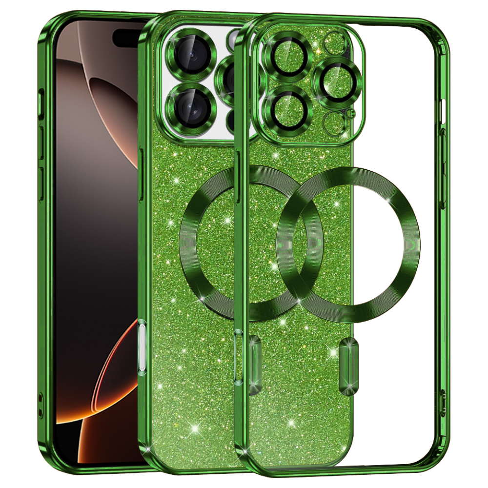 Techsuit Luxury Glitter MagSafe pro iPhone 16 Pro v tmavě zelené