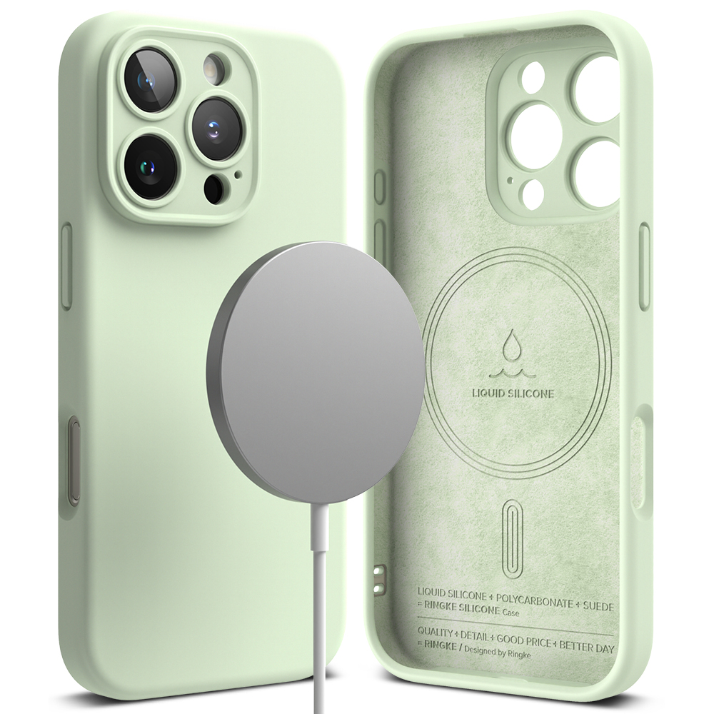 Ringke Silicone Magnetic MagSafe pro iPhone 16 Pro v měkké mátové