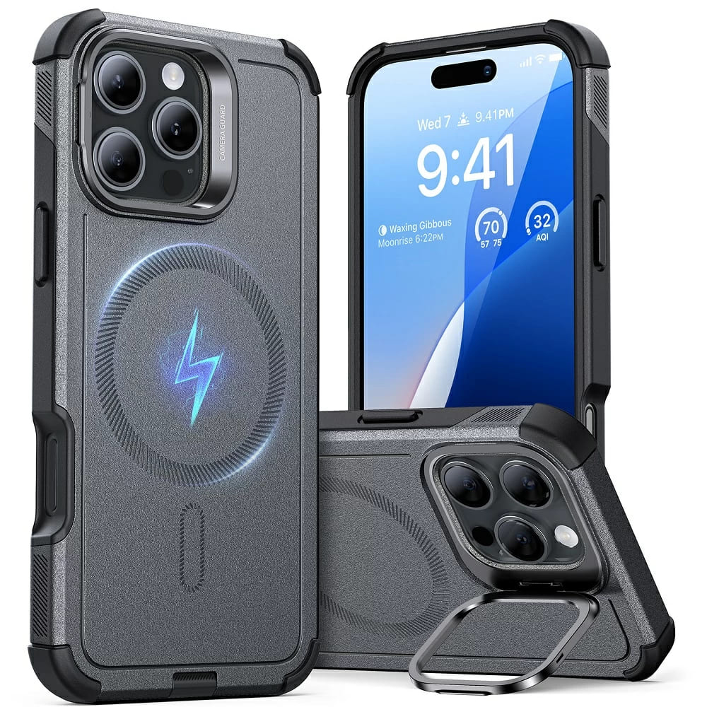 ESR Cyber Armor Kickstand pro iPhone 16 Pro šedý