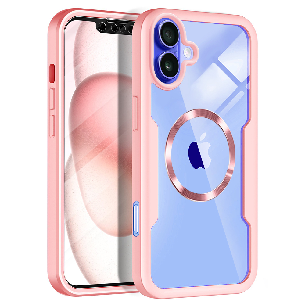 Techsuit ColorVerse 360 MagSafe Series + Ochranné sklo iPhone 16 růžová