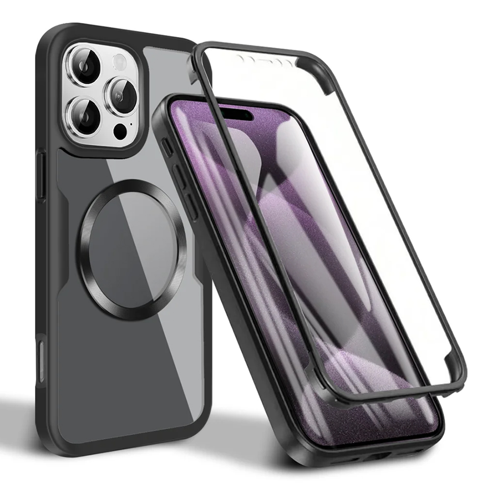 Techsuit ColorVerse 360 MagSafe Series s ochranou displeje iPhone 16 Pro černý