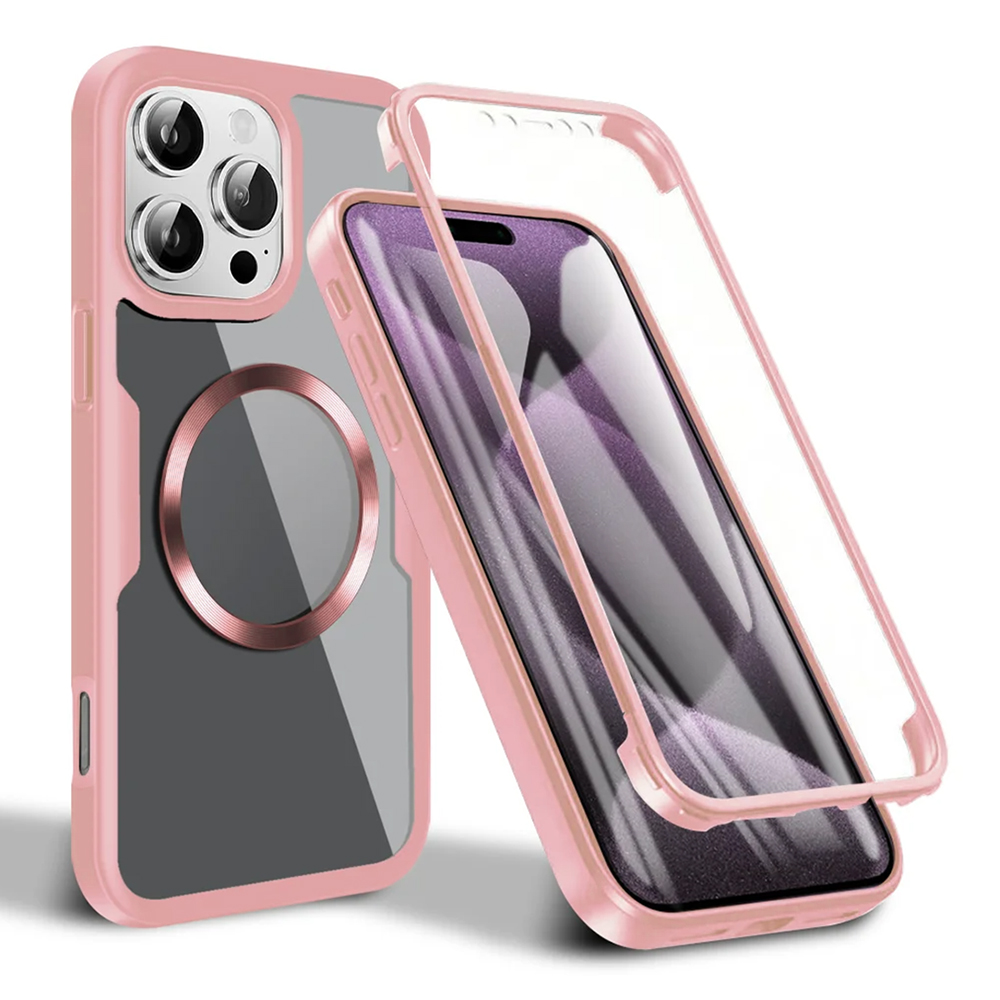 Techsuit ColorVerse 360 MagSafe Series + Ochranné sklo iPhone 16 Pro růžová
