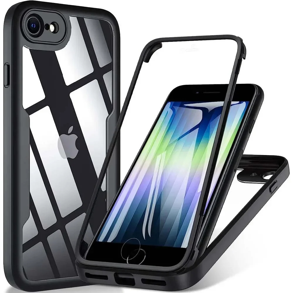 Techsuit ColorVerse 360 Series + Ochranné sklo iPhone 7 8 SE 2 SE 3 černá
