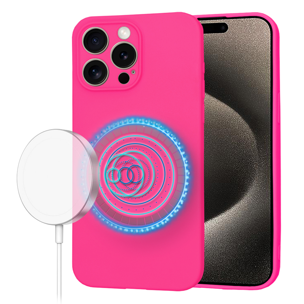 Techsuit SoftFlex MagSafe pro iPhone 15 Pro Max v růžové barvě