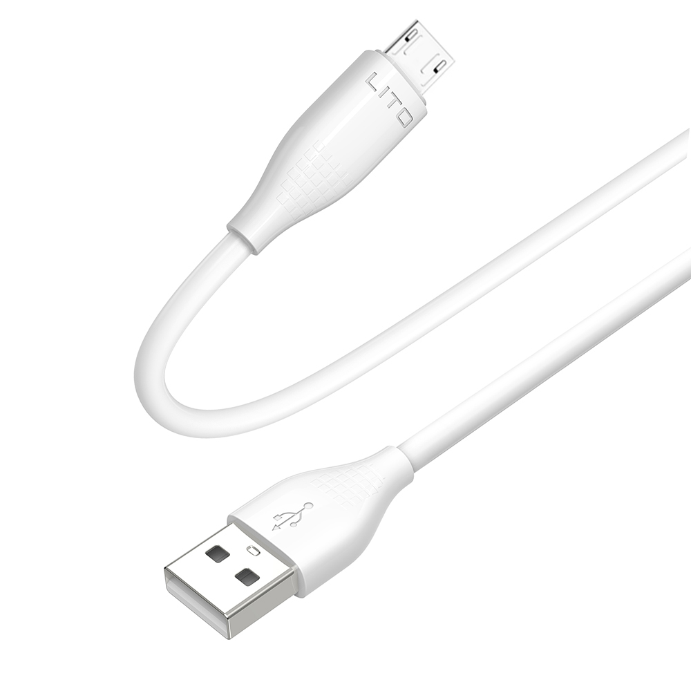 Lito Data Cable LD03V USB na Micro-USB Rychlé nabíjení 2.4A 1m Bílá