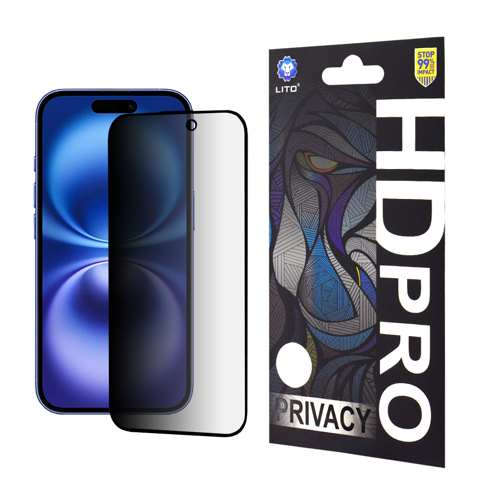 Ochranné sklo Lito HD Pro Privacy pro iPhone 16 černé