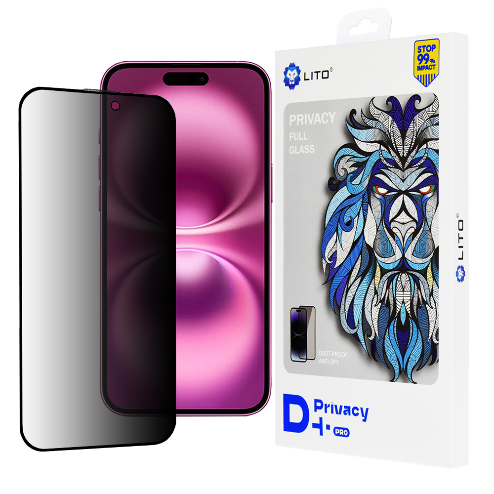 Lito D+ Pro Privacy pro iPhone 16 Plus černá