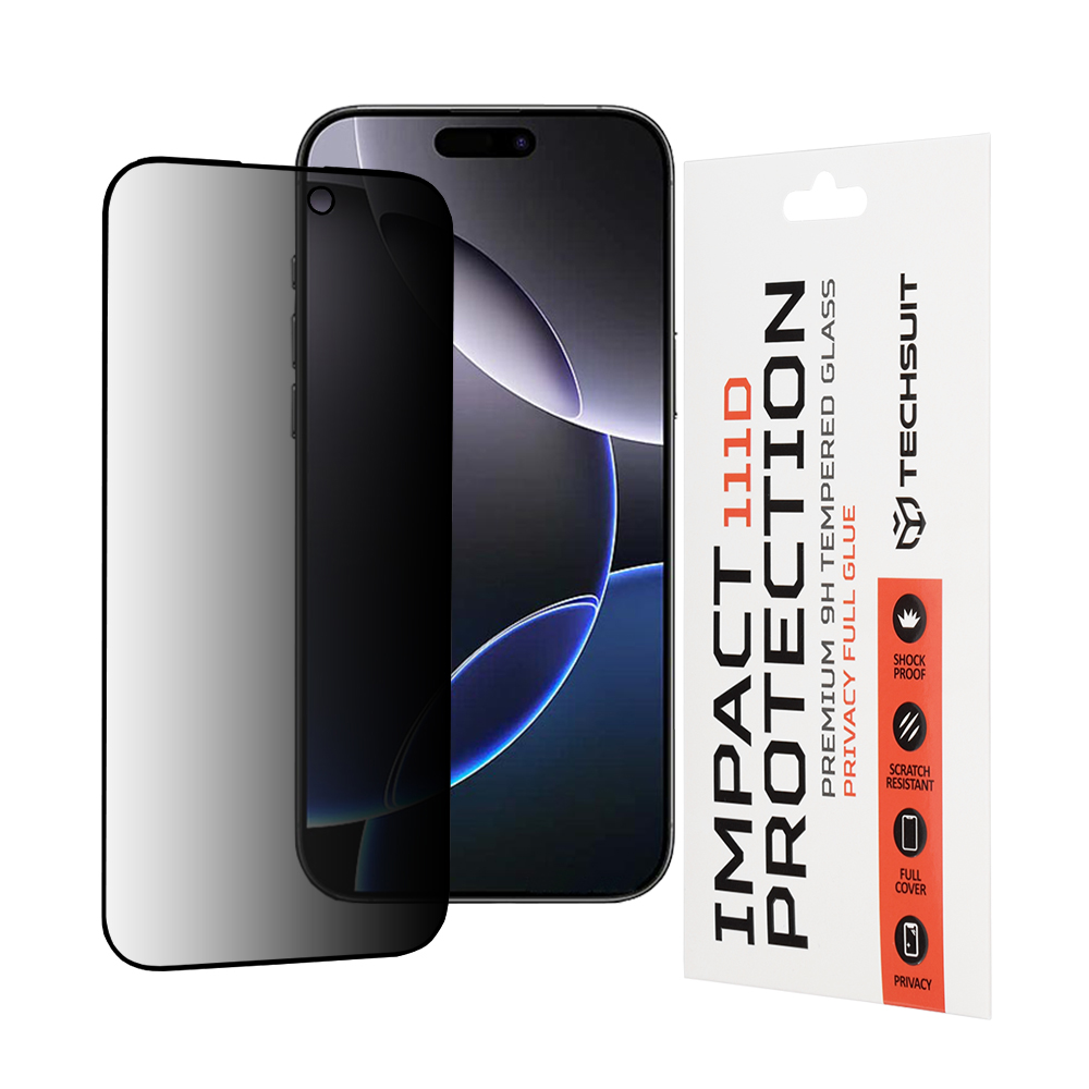 Ochranné sklo Techsuit 111D Privacy Full Glue iPhone 16 Pro Max černé