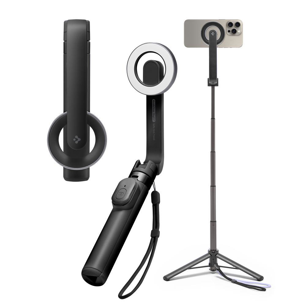 Spigen Selfie Stick S571W MagSafe kompatibilní s tripodem stabilní Bluetooth pro iOS a Android černý