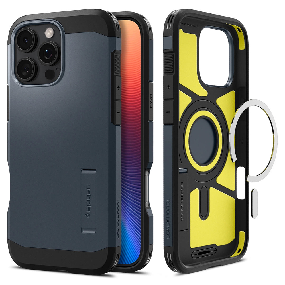 Pouzdro Spigen Tough Armor MagSafe pro iPhone 16 Pro kovová břidlice