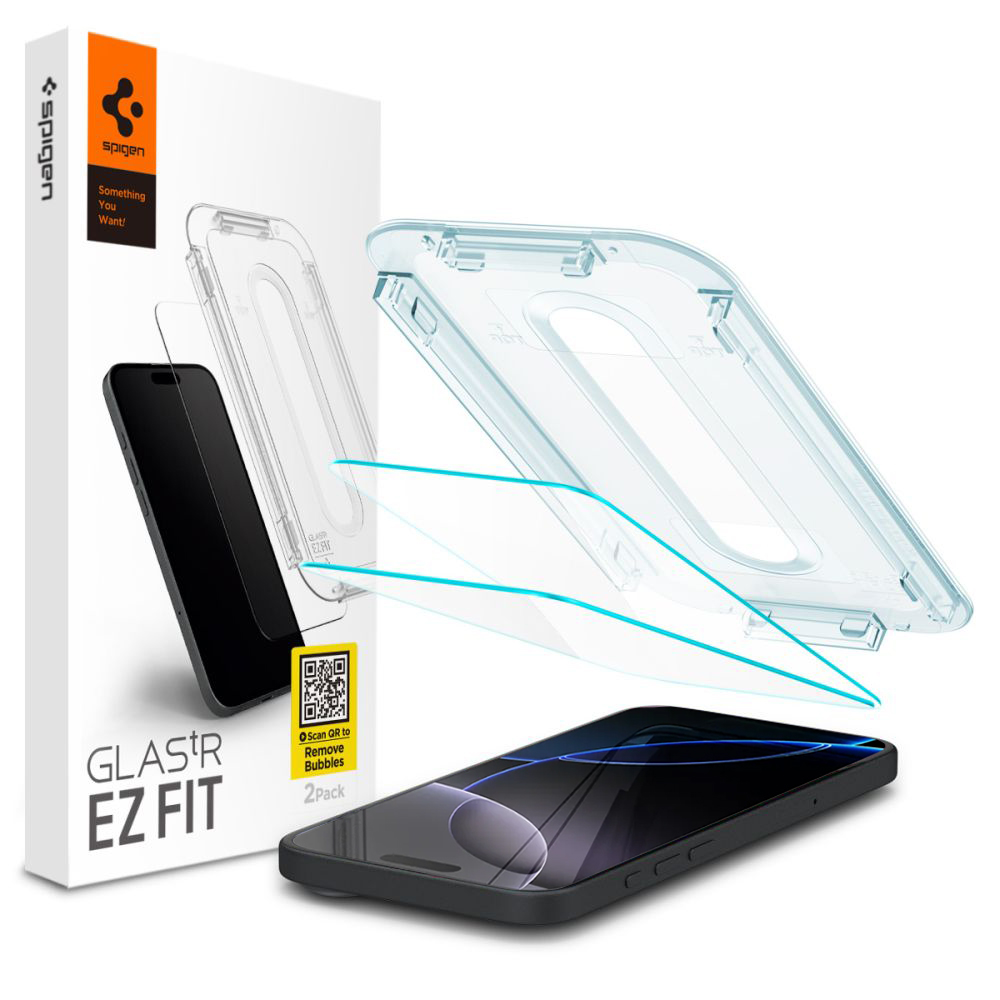 Spigen Glas.tR EZ-FIT (2 balení) iPhone 16 Pro iPhone 17 iPhone 17 Pro čirý
