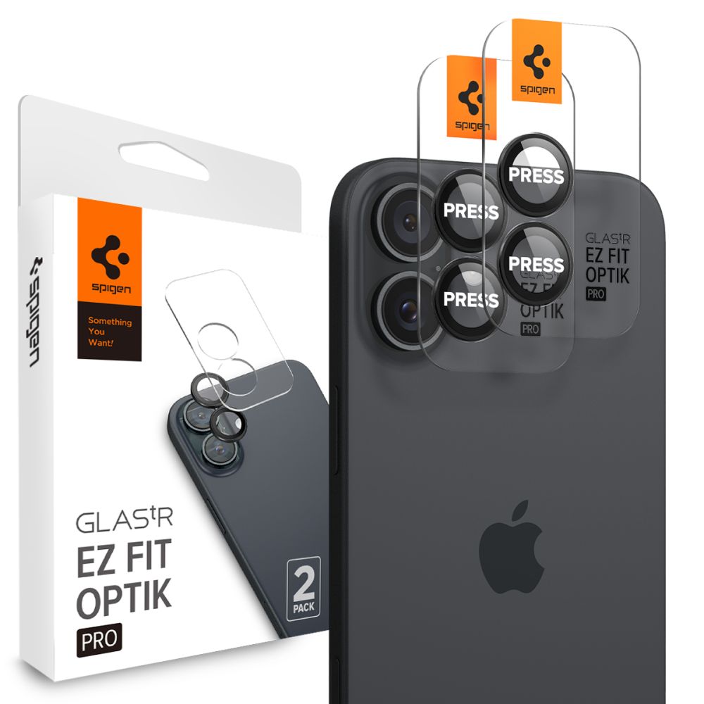 Spigen Optik.tR EZ Fit Pro sklo na kameru (2 ks) iPhone 16/16 Plus/17 černá