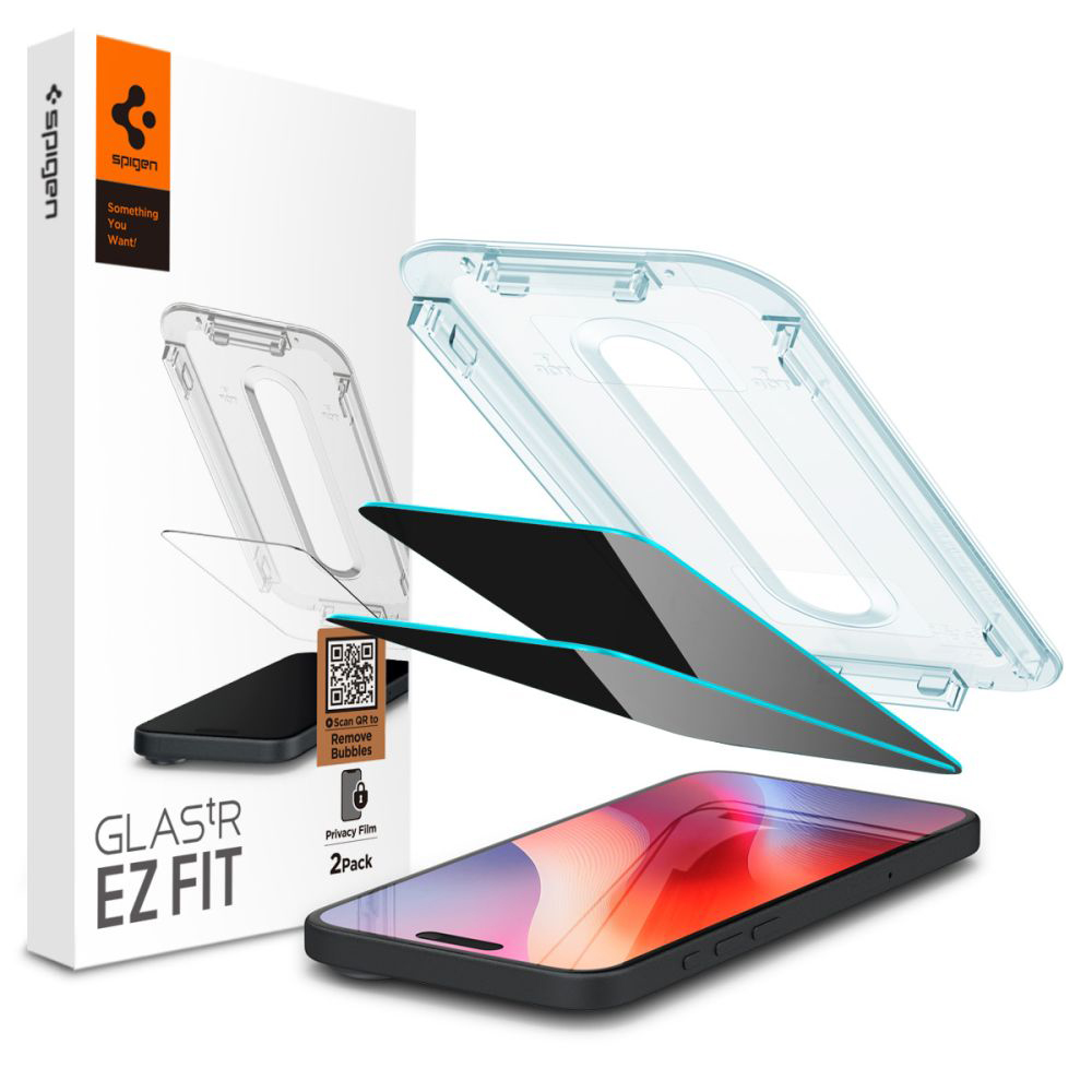 Spigen Glas.tR EZ-FIT (2 balení) iPhone 15 iPhone 16 Ochrana soukromí