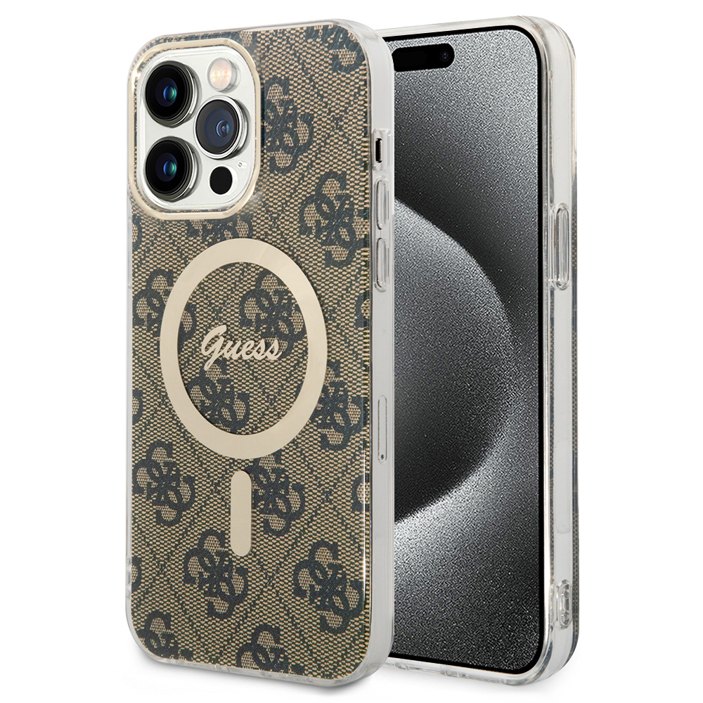 Guess IML 4G MagSafe GUHMP15LH4STW iPhone 15 Pro Hnědá