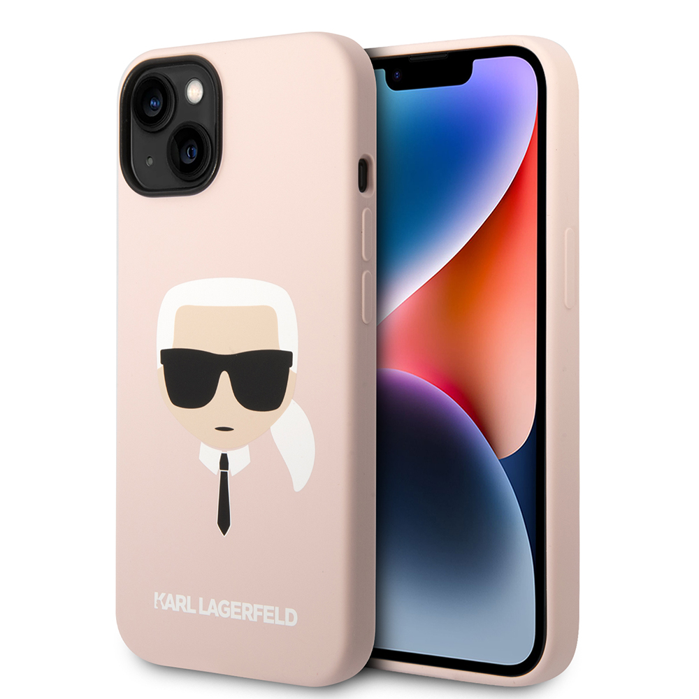 Karl Lagerfeld Silicone MagSafe iPhone 14 Plus světle růžová Karlova hlava