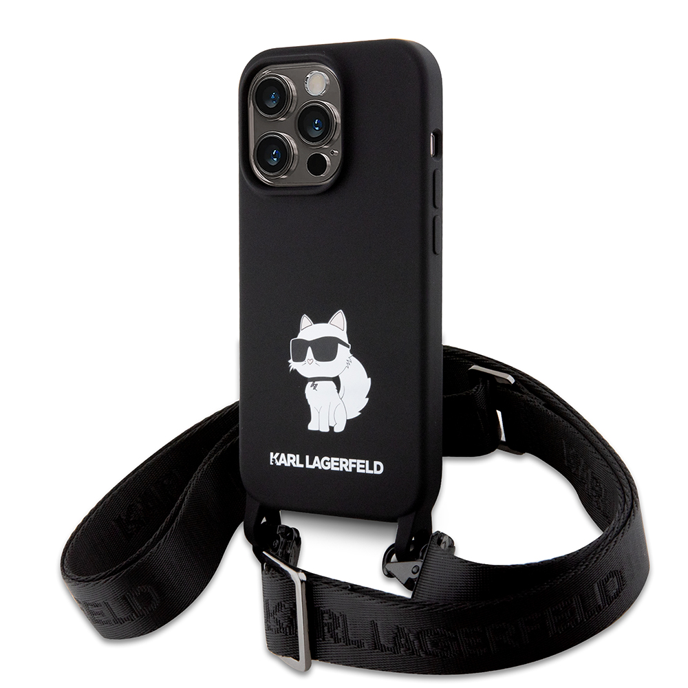 Karl Lagerfeld Silicone Crossbody iPhone 15 Pro Max Ikonik černá