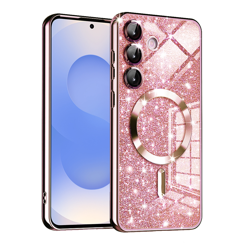 Techsuit Luxury Glitter MagSafe pro Samsung Galaxy S25 růžově zlatý