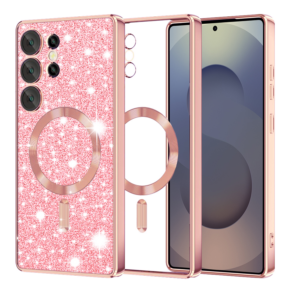 Techsuit Luxury Glitter MagSafe pro Samsung Galaxy S25 Ultra růžově zlatá