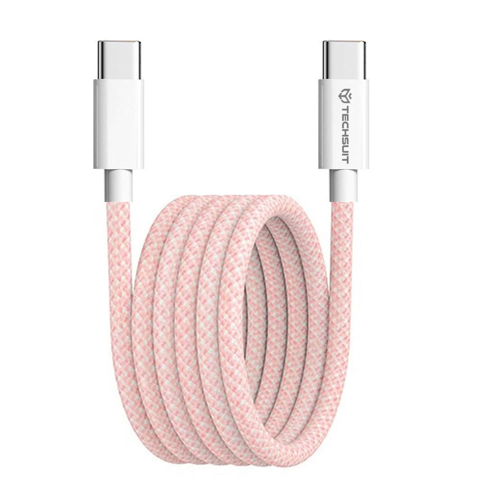 Techsuit Data Cable PCB114D pro Apple Android Type-C 1m růžová