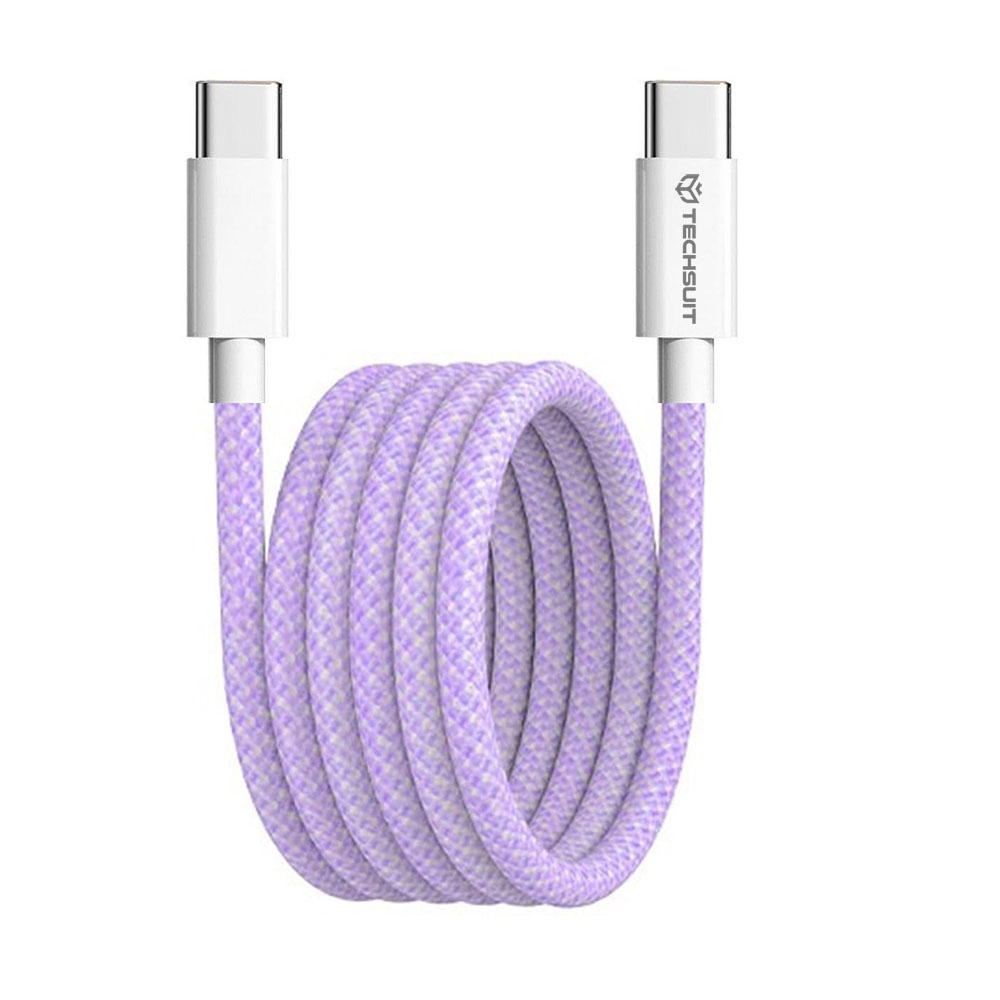 Techsuit Datový kabel PCB114D pro Apple Android Type-C 1m fialový