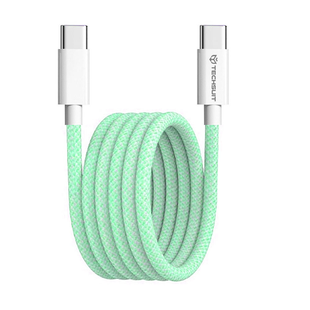 Techsuit Datový kabel PCB114D pro Apple Android Type-C 1m zelený