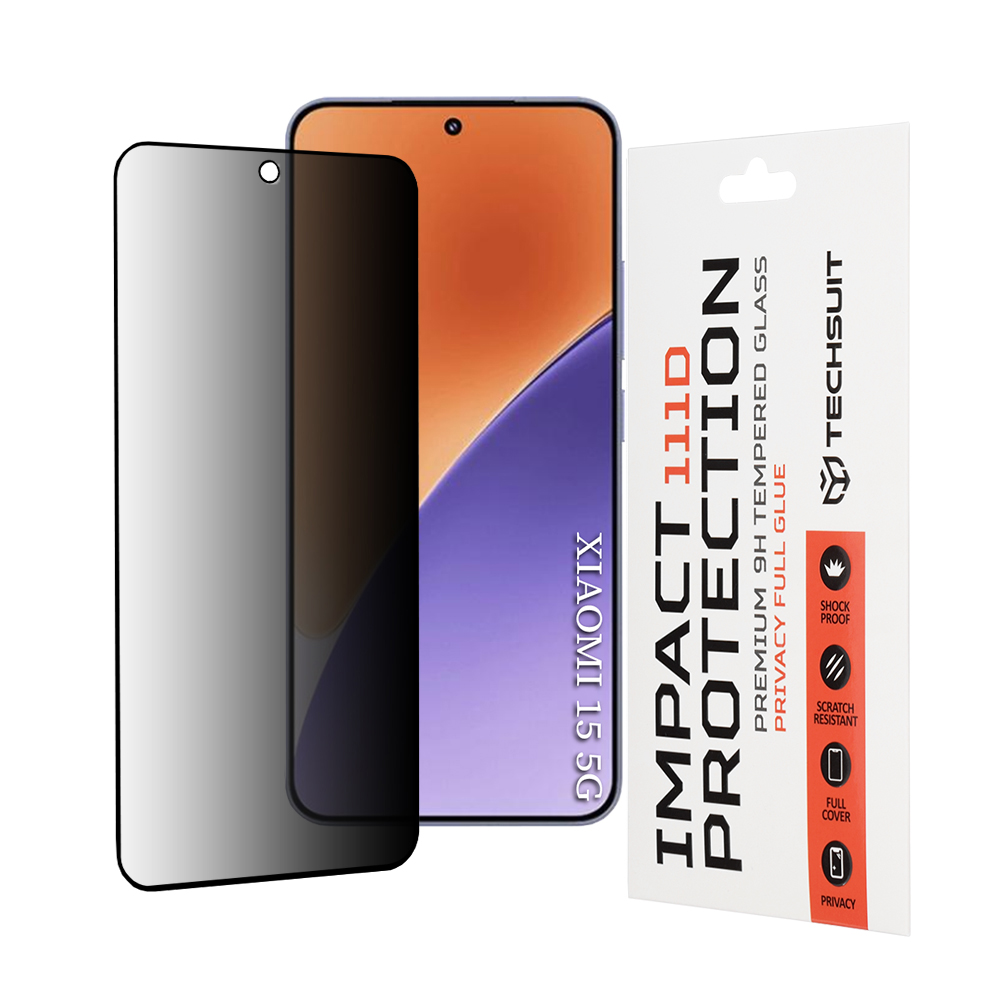Ochranné sklo Techsuit 111D Privacy Full Glue pro Xiaomi 15 černé