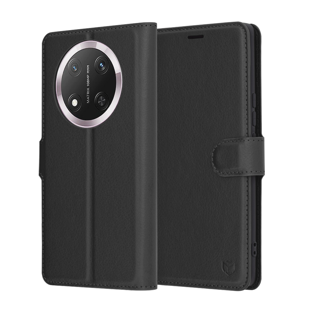 Pouzdro Techsuit z kůže pro Honor Magic7 Lite X9c černé